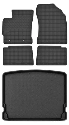 Produktbild von Gummimatten + Kofferraumwanne für Toyota Auris II 2012-2018 (Schrägheck, oberer Ladeboden, Hybrid) – Schwarz, passgenau – Wielganizator