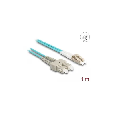 Productafbeelding van DELOCK 1 meter glasvezel netwerkkabel voor netwerkapparatuur, switch, mediaconverter - Tweede aansluiting: 1 x SC Duplex - LSZH - Aqua