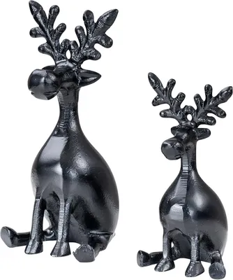 Productafbeelding van Levandeo rendieren metalen zwarte herten - Set van 2 - Decoratieve tafeldecoratie kerstdecoratie figuur kerst