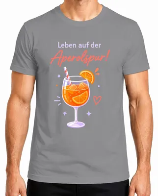 Imagen del producto de Vida al estilo Aperol. Camiseta de verano con diseño de cóctel Spritz, ideal para una noche de chicas o para hombres. Color: gris. Talla: M