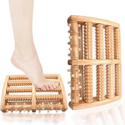 Image de Rouleau de massage haut de gamme en bois pour la fasciite plantaire, appareil de massage en bois pour la réflexologie plantaire, à usage domestique.