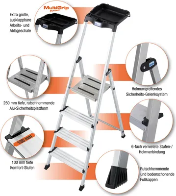 Immagine prodotto di KRAUSE Secury MultiGrip Stehleiter 1x4 Stufen