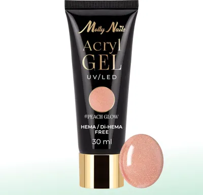Immagine prodotto di Gel acrilico Gel di ricostruzione Polygel per estensioni AcrylGel Molly Nails HEMA/Di-HEMA Free Peach Glow 30 ml