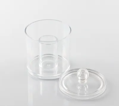 Produktbild von bremermann Wattepad- & Wattestäbchenhalter mit Deckel – Kosmetik-Organizer aus transparentem PS-Kunststoff, rund