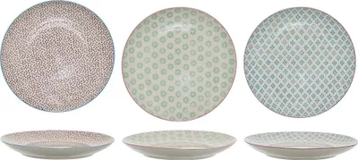 Produktbild von Bloomingville Patrizia, Essteller, Rund, Steingut, Mehrfarbig, Beige, 25 cm, 25 mm