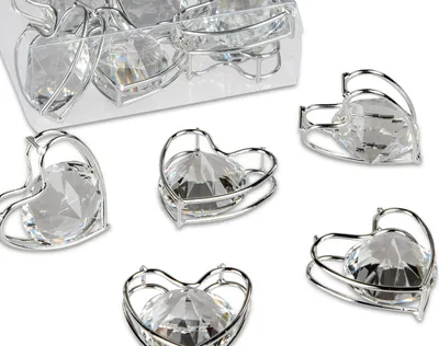 Produktbild von Streudeko Herzen D. 4cm silber mit Kristallglas 6 Stück in Klarsicht BOX Formano