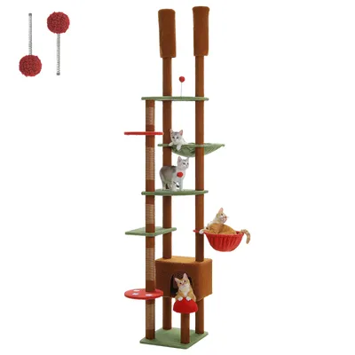 Produktbild von PAWZ Road Hoch Katzenbaum Pilz, Deckenhoher Katzenbaumturm verstellbar