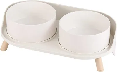 Produktbild von Futterstation Keramik erhöht - Doppelkomponenten, 850 ml, für kleine bis mittelgroße Hunde und große Katzen