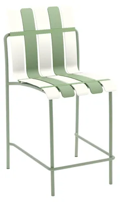 Immagine prodotto di Sgabello da bar alto Rebecca Mobili Sareo 110x54x49 cm in ferro e polipropilene, bianco e verde, moderno, set da 2 pezzi