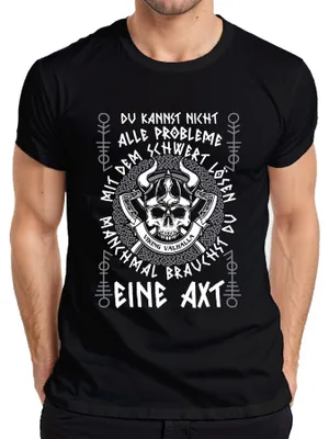 Produktbild von Nicht alle Probleme mit dem Schwert lösen Wikinger Valhalla Herren T-Shirt, Schwarz, M
