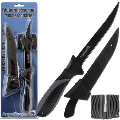 Filetiermesser mit Messerschärfer, 15,5 cm Klinge, beschichtet