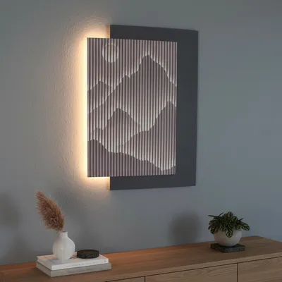 Produktbild von LED Wandbild mit indirekter Beleuchtung, modernes Wandbild mit Licht, USB, Fernbedienung, 60×80 cm WD005