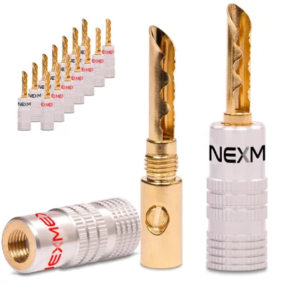 Produktbild von Hohl Bananenstecker 4mm vergoldet 16x Stecker NEXMEX für HiFi Lautsprecherkabel