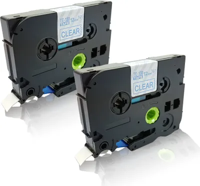 Produktbild von Print-Klex 2x Schriftbänder kompatibel kompatibel mit Brother Ptouch TZE-133 P-Touch 1000 1000 BTS 1000 F 1005 BTS 1005 F 1005 FB 1010 1080 1090 1200 1200P 1230 PC 1250 12mm x 8 m blue / clear