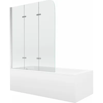 Obrázok produktu pre Mexen Cubik obdĺžniková vaňa 170 x 70 cm s obkladom a 3-krídlovou sprchovou zástenou 120 cm, transparentnéné, chrómová