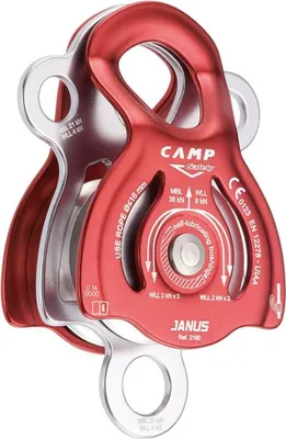 Produktbild von Camp Janus Doppelrolle, groß, multifunktional, mit selbstschmierenden Bronzelagern, für drei Karabiner