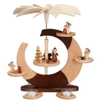 Produktbild von Designpyramide Bescherung natur mit Teelichter HxLxB 35x27x36cm NEU