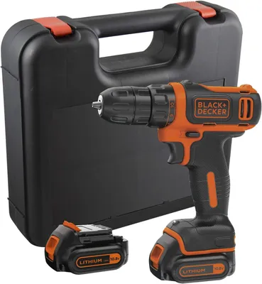Obrázek produktu pro Black & Decker BDCDD12KB-QW, Vrtačka s pistolovým držadlem, Rychloupínací, Černá, Oranžová, 1 cm, 2,5 cm, 1 cm