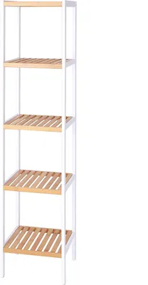 Produktbild von dibea Badezimmerregal mit 5 Ablageflächen, 33x33x146 cm, natur/weiß
