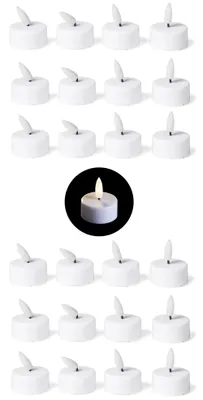 Produktbild von 24x Teelichter mit Timer - Warmweiß LED Teelicht mit Flamme flackernd 3D - 3,7cm Durchmesser für Batterie CR2032 - Teelichter klein LED Kerzen LED-Beleuchtung mit Timerfunktion - Sparset