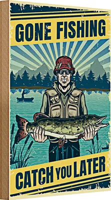 Produktbild von Holzschild Retro 20x30cm Gone Fishing Angeln