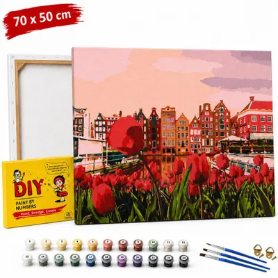 Obrázok produktu pre Obraz na maľovanie podľa čísel s rámom „Krása Amsterdamu“, 70 x 50 cm