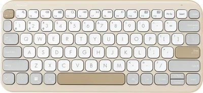 A top-down view of a beige and white keyboard.