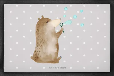 Produktbild von Mr. & Mrs. Panda fußmatte Bär Seifenblasen 50 x 75 cm - Grau Pastell - Geschenk, Abtreter, Lustig Sein Glücklich Traurig Happy, Türvorleger, Haustürmatte, Schmutzmatte