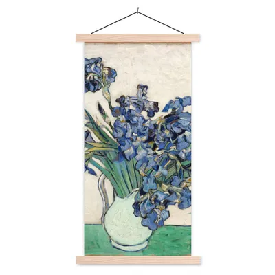 Produktbild von MuchoWow® Textilposter Stilleben mit Schwertlilien - Vincent van Gogh 40x80 cm mit holzfarbenen Rahmen - Wohnzimmer