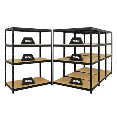Produktbild von Mega Deal | 4x Schwerlastregal Big Elephant | HxBxT 160x120x60cm | Fachlast 200kg | Schwarz