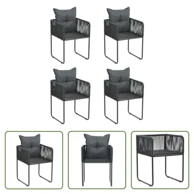 Produktbild von The Living Store Gartenstühle 4 Stk. mit Kissen Poly Rattan Schwarz