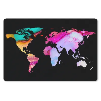 Produktbild von MuchoWow® Schreibtischunterlage Weltkarte - Aquarell - Regenbogen 60x40 cm - XXL Mauspad - Großes Mauspad