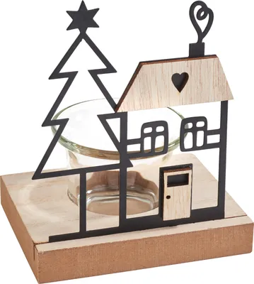 Produktbild von VBS Teelichthalter Haus und Tanne 12.5 cm hoch