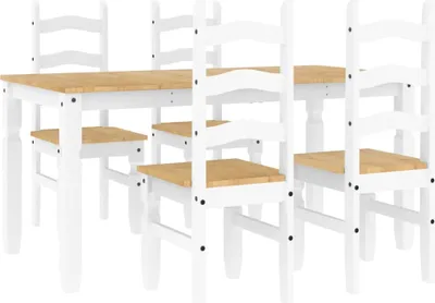 Immagine prodotto di vidaXL Set da pranzo 5 pezzi PANAMA Bianco in legno massello di pino