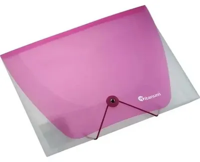 Produktbild von Transparente rosa A4-Mappe aus PP mit Gummiband – Titanum