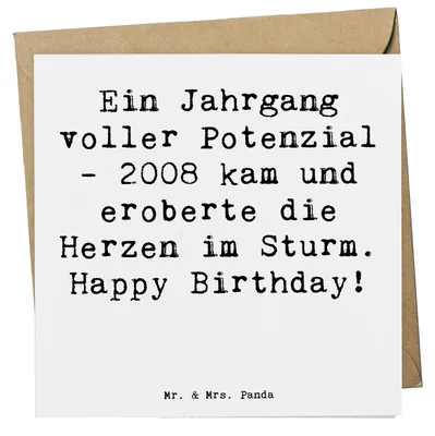 Produktbild von Mr. & Mrs. Panda Klappkarte Spruch 2008 Geburtstag - Weiß - Geschenk, faltkarte, Glückwunschkarte, Jahrgang, anlasskarte, Erinnerungen, Alter, Geburtstagsgeschenk