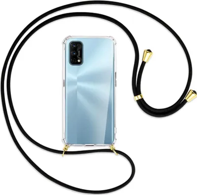 Produktbild von Handykette Backcover-Schutzhülle mit Band (Metall goldfarben) für Realme 7 Pro - schwarz