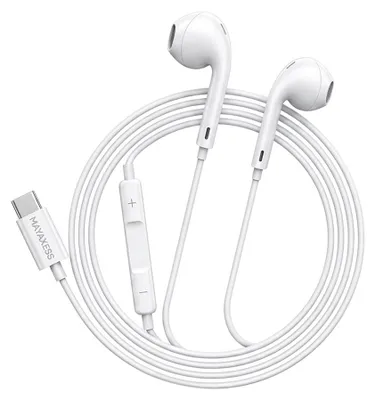 Obrázek produktu pro Mayaxess, sluchátka s mikrofonem a konektorem USB-C pro iPhone 16 Plus, bílá