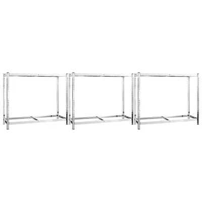 Zdjęcie produktu dla vidaXL Stojaki na opony z 2 półkami 3 szt. srebrne 110x40x110 cm stalowe
