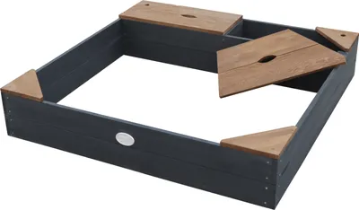 Produktbild von AXI Sandkasten Amy aus  Holz mit Abdeckplane in Anthrazit & Braun | Sand Kasten mit Abdeckung für Kinder mit Sitzbank, Sitzecken & Stauraum |  115