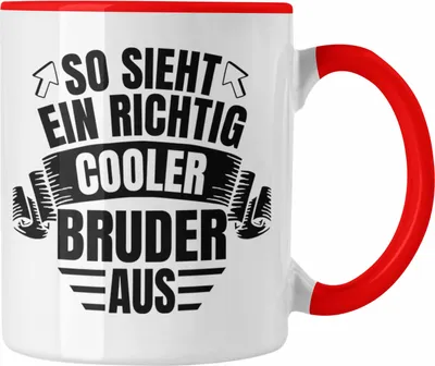 Produktbild von Trendation - Bester Bruder Der Welt Geschenk Tasse So Sieht Ein Richtig Cooler Bruder Aus Geschenkidee Geburtstag (Rot)