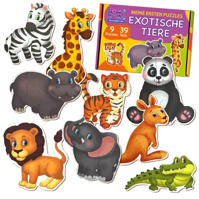 Produktbild von MAGNIKON Puzzles Exotische Tiere Ab 2 3 Jahre - Spielzeug Kinderpuzzle ab 3-5 Jahre - 9 Mein erstes Puzzle- 39 Große Teile Geschenk Für Kinder