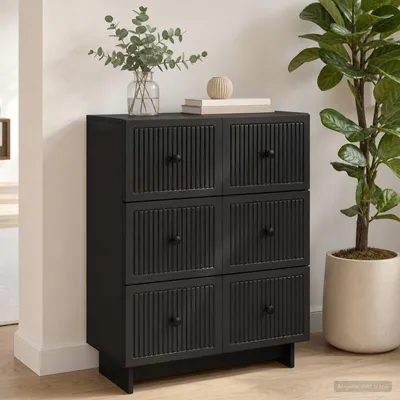 Immagine prodotto di vidaXL Cassettiera nera 66 x 34,5 x 90 cm in materiale derivato dal legno