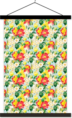 Produktbild von MuchoWow® Textilposter Blumen - Pastell - Farben 40x60 cm mit schwarzem Rahmen - Wanddekorationen