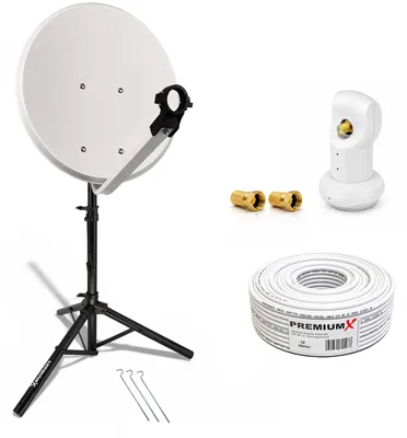 Produktbild von PremiumX Camping SAT Anlage 60cm Antenne Single LNB Stativ Kabel F-Stecker