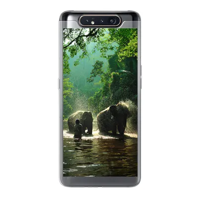Produktbild von MuchoWow® Handyhülle Schutzhülle Hülle für Samsung Galaxy A80 Elefant - Wasser - Bäume - Grün - Tiere Silikon Softcase Handy Hülle - Schutzdeckel