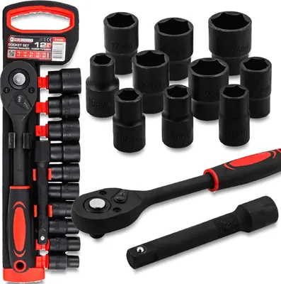 Zdjęcie produktu dla Zestaw kluczy nasadowych FORCEKRAFT, 12 szt., 1024 mm