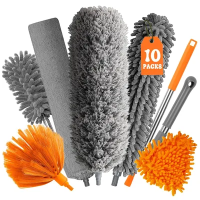 Immagine prodotto di Piumino per la polvere con manico telescopico - 255 cm - Microfibra lavabile - Set da 10