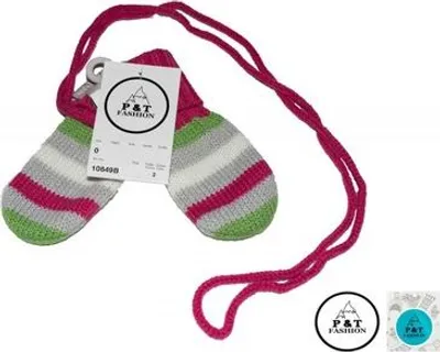 Produktbild von P&T Baby Winterfäustlinge - Gestreift - Grau-Orange-Grün - Größe 0