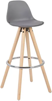 Obrázek produktu pro Barová stolička potažená umělou kůží, s dřevěnou podnoží a opěradlem, rozměry 38,5 x 33 x 96,5 cm
